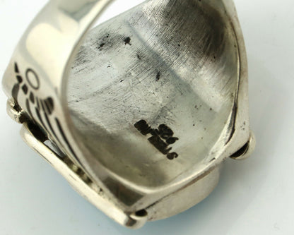 Navajo Ring .925 Silver Blue Turquoise Artist Signed T C.80's