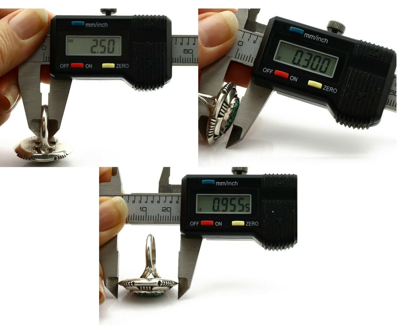 Navajo Ring .925 Silver Spiderweb Turquoise Artist Signed L. M. Nez C80s