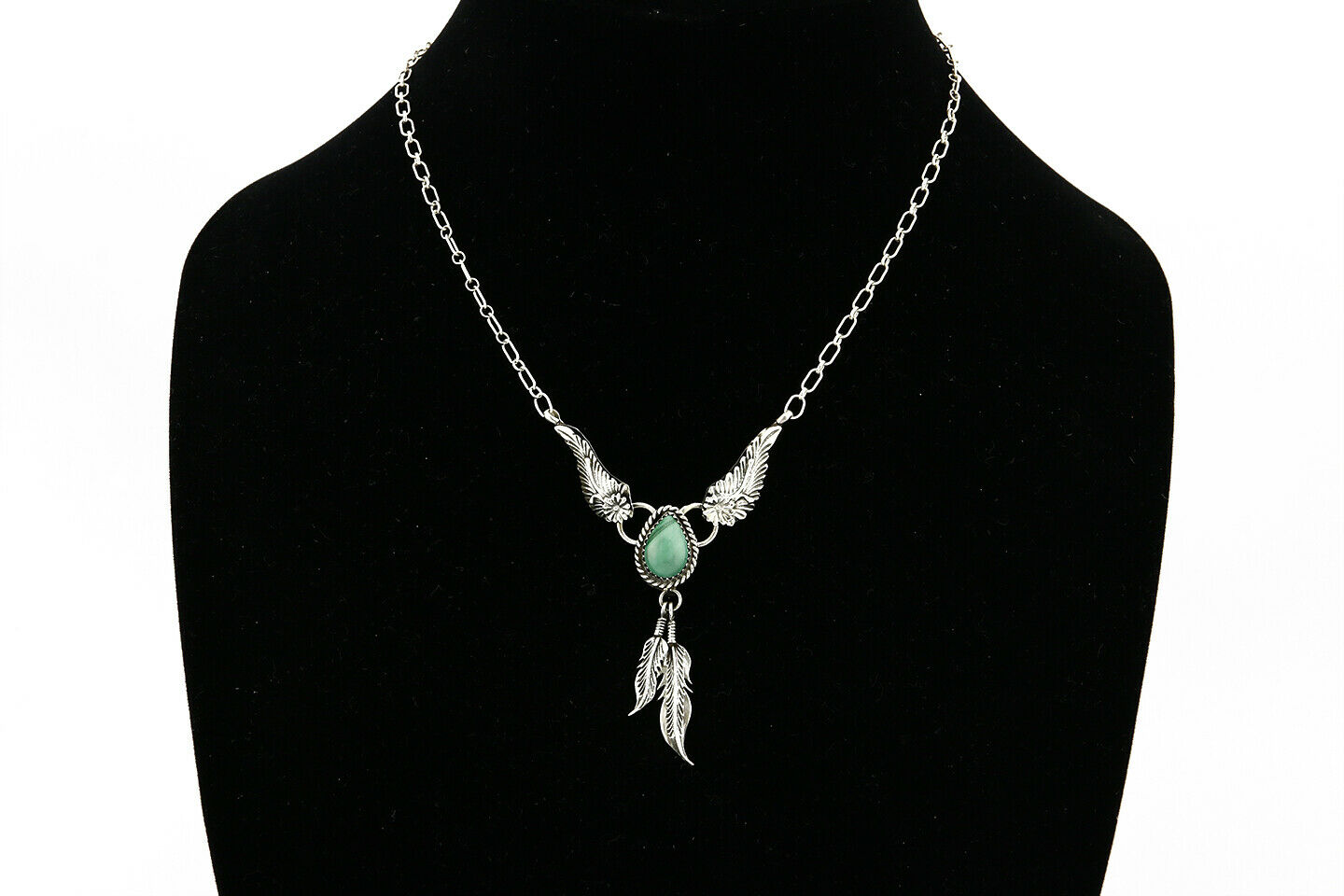 C. 1990 Navajo Handmade .925 Silver & Natural Malachite Necklace
