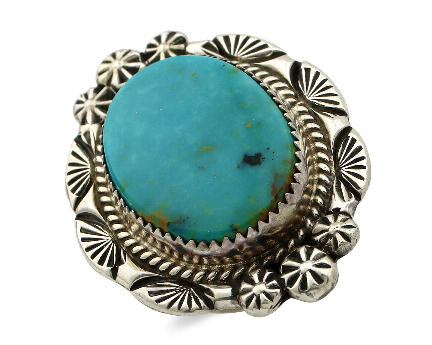 Navajo Ring 925 Silver Turquoise Mountain Artist Signed M Begay C.80's