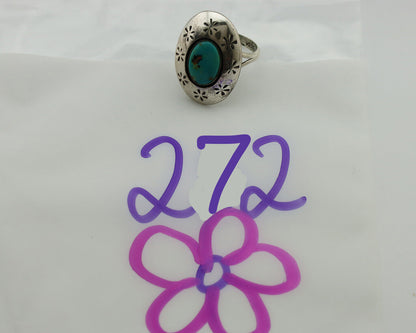 Navajo Ring .925 Silver Natural Blue Turquoise Native American Artist C.1980's