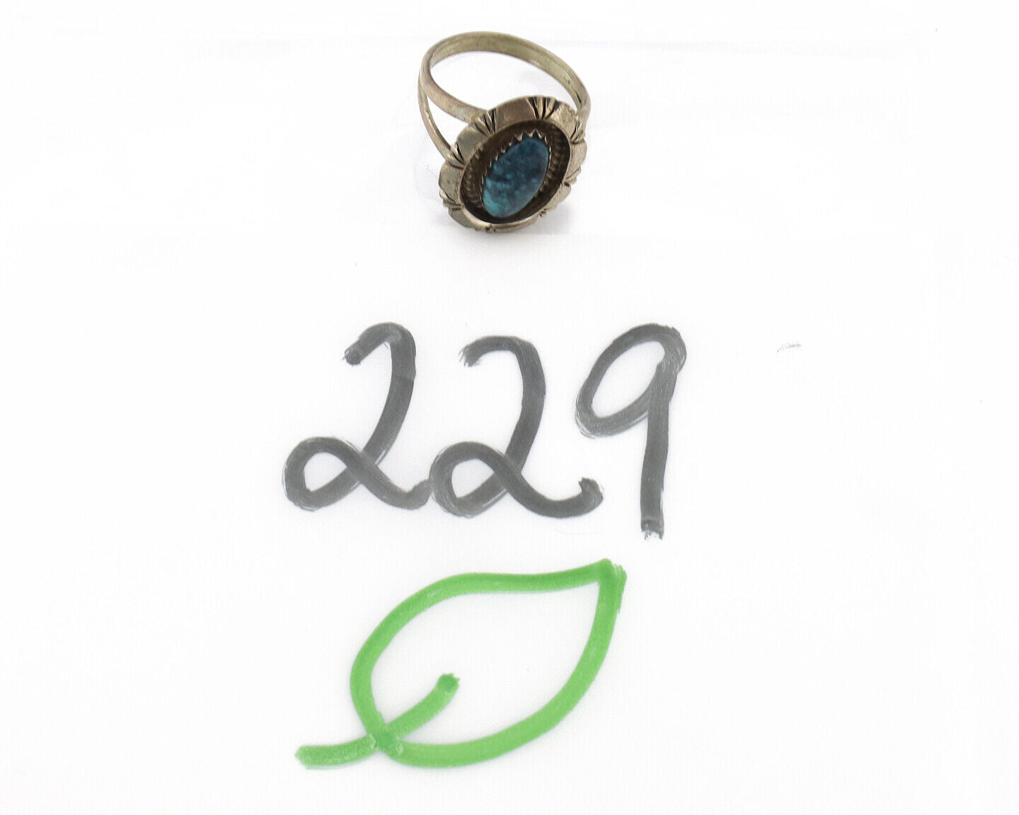 Navajo Ring 925 Silver Natural Black Spiderweb Turquoise Native Artist C.80's