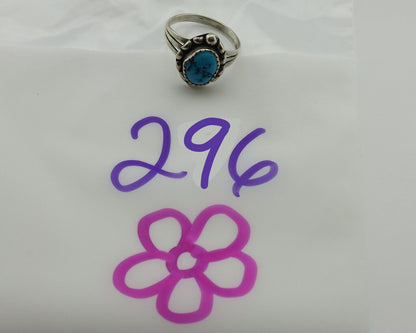 Navajo Ring .925 Silver Sleeping Beauty Turquoise Signed Sylvia Chee C.80's