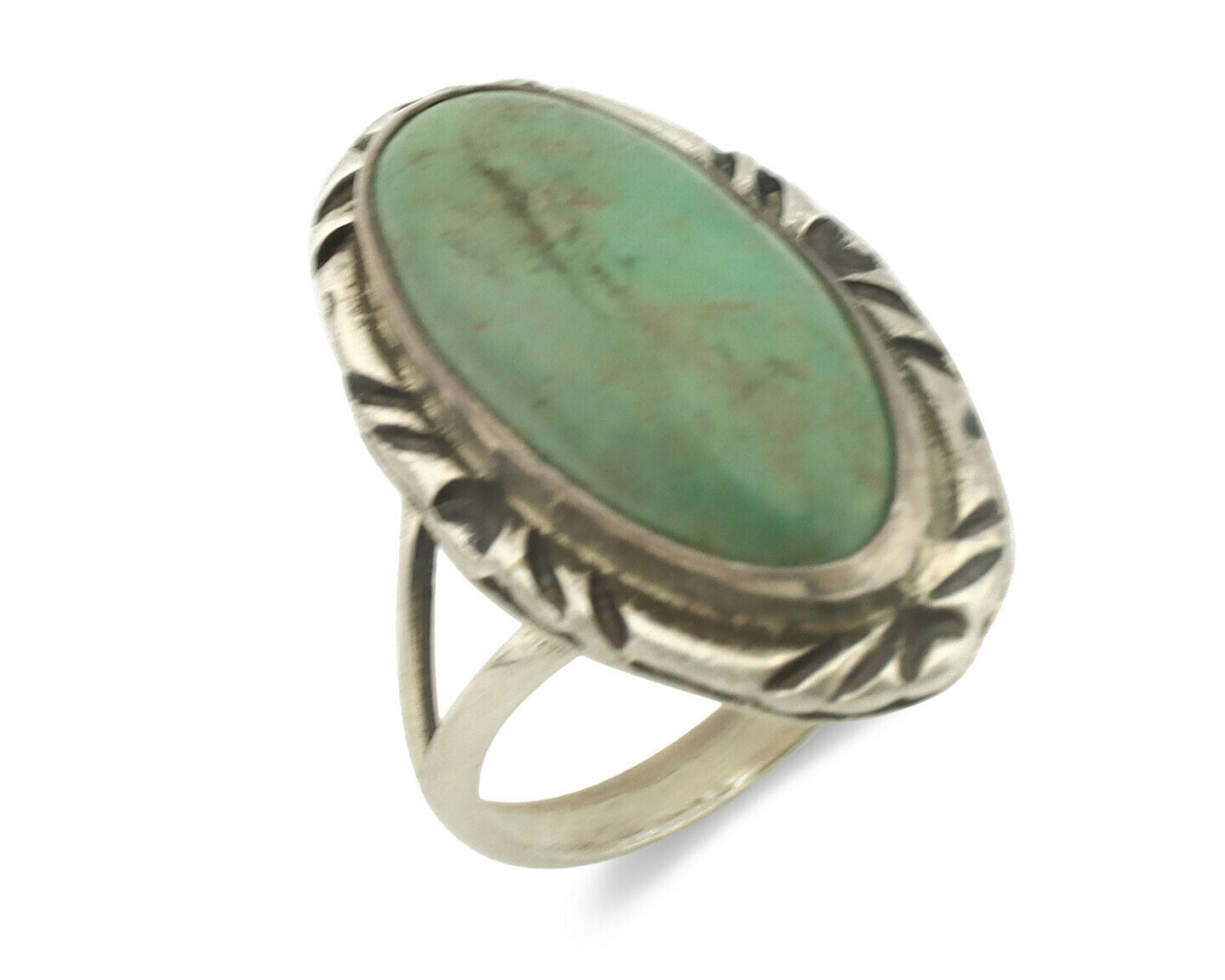 Navajo Ring .925 Silver Natural Turquoise Artist Signed Native American C.80's