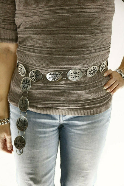 Hopi Concho Belt .925 SOLID Sterling Silver Signed Casey Cuch Overlay C.80's