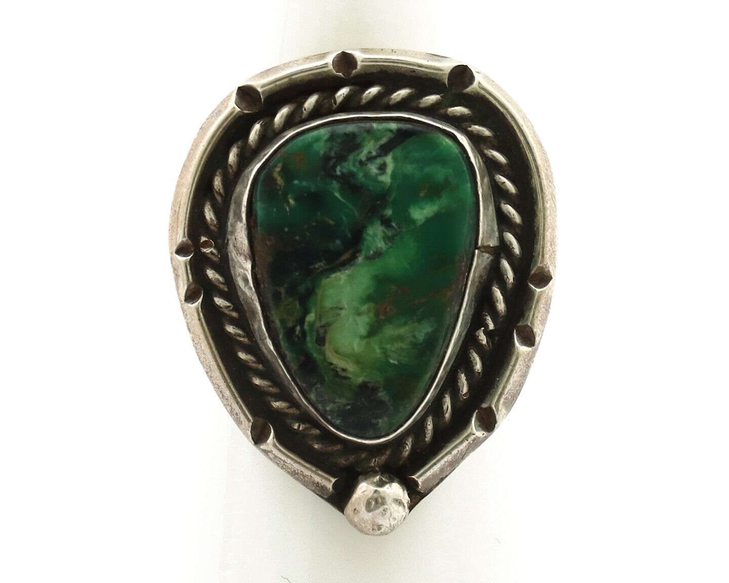 Navajo Ring 925 Silver Bisbee Turquoise Native American Artist C.1980's