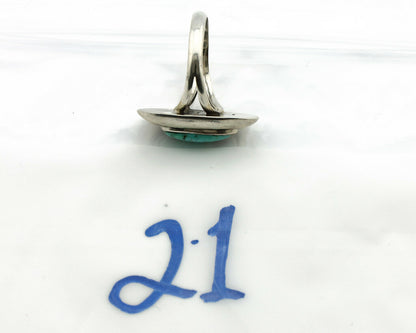 Navajo Shadow Box Ring .925 Silver Kingman Turquoise Signed M Montoya C80s