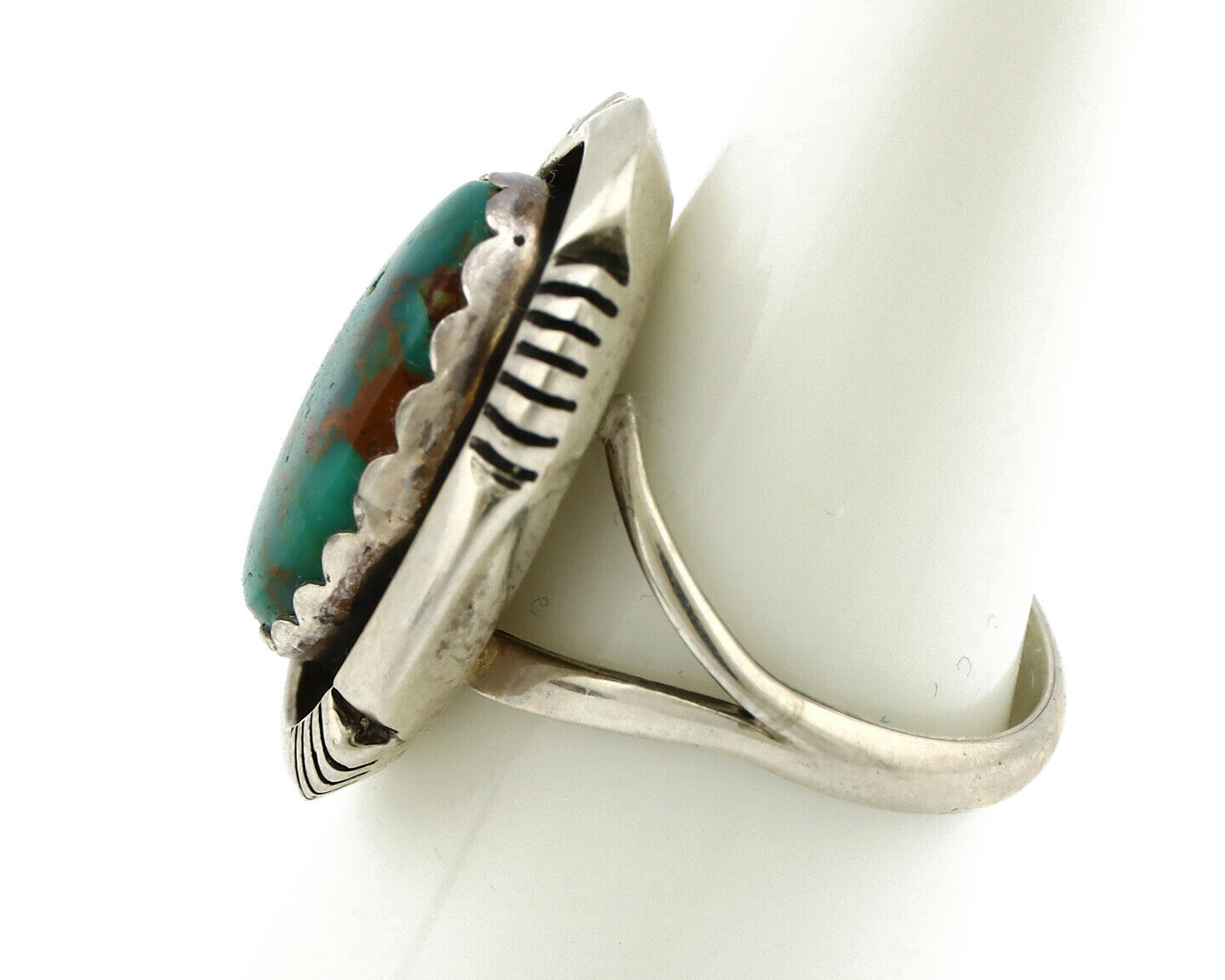 Navajo Ring .925 Silver Blue Gem Turquoise Artist Signed M Nez C80s