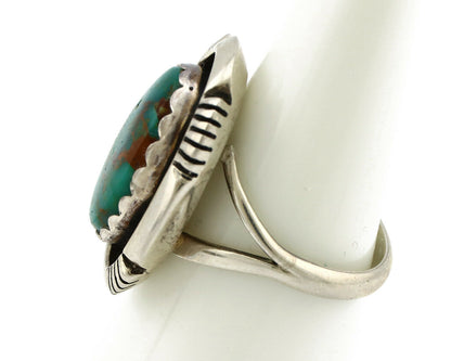 Navajo Ring .925 Silver Blue Gem Turquoise Artist Signed M Nez C80s