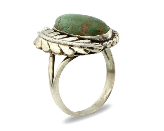 Navajo Ring .925 Silver Manassas Turquoise Signed Artist Apache C.80's