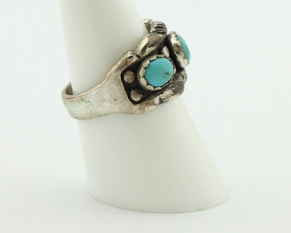 Navajo Ring .925 Silver Natural Blue Turquoise Native American Artist C.80's