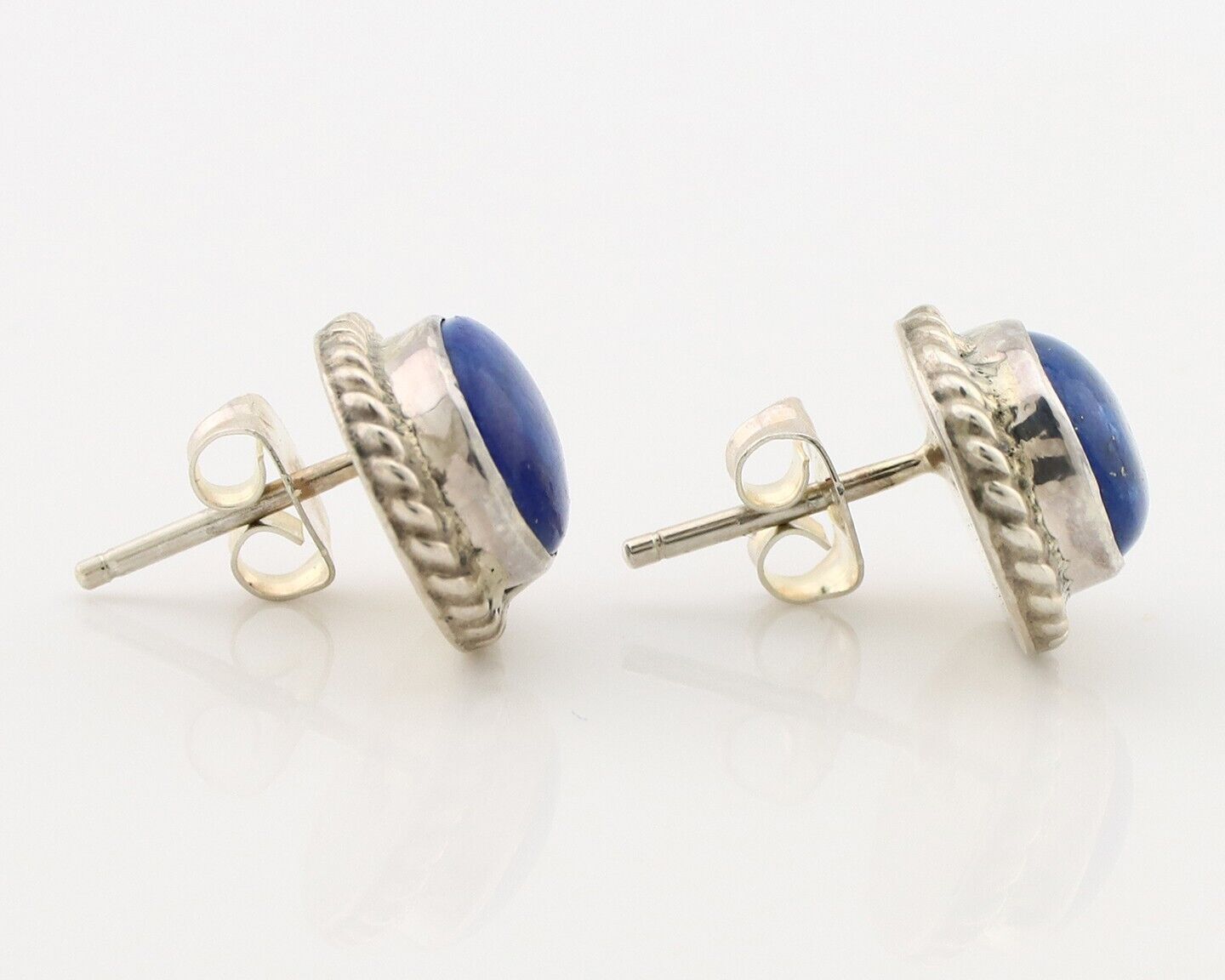 Navajo Earrings 925 Silver Natural Mined Lapis Native American Artist C80s