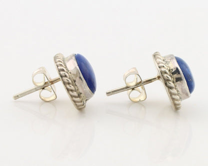 Navajo Earrings 925 Silver Natural Mined Lapis Native American Artist C80s