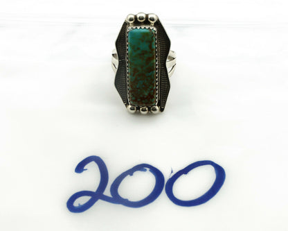 Navajo Ring .925 Silver Natural Aqua Turquoise Signed Apache C.80's