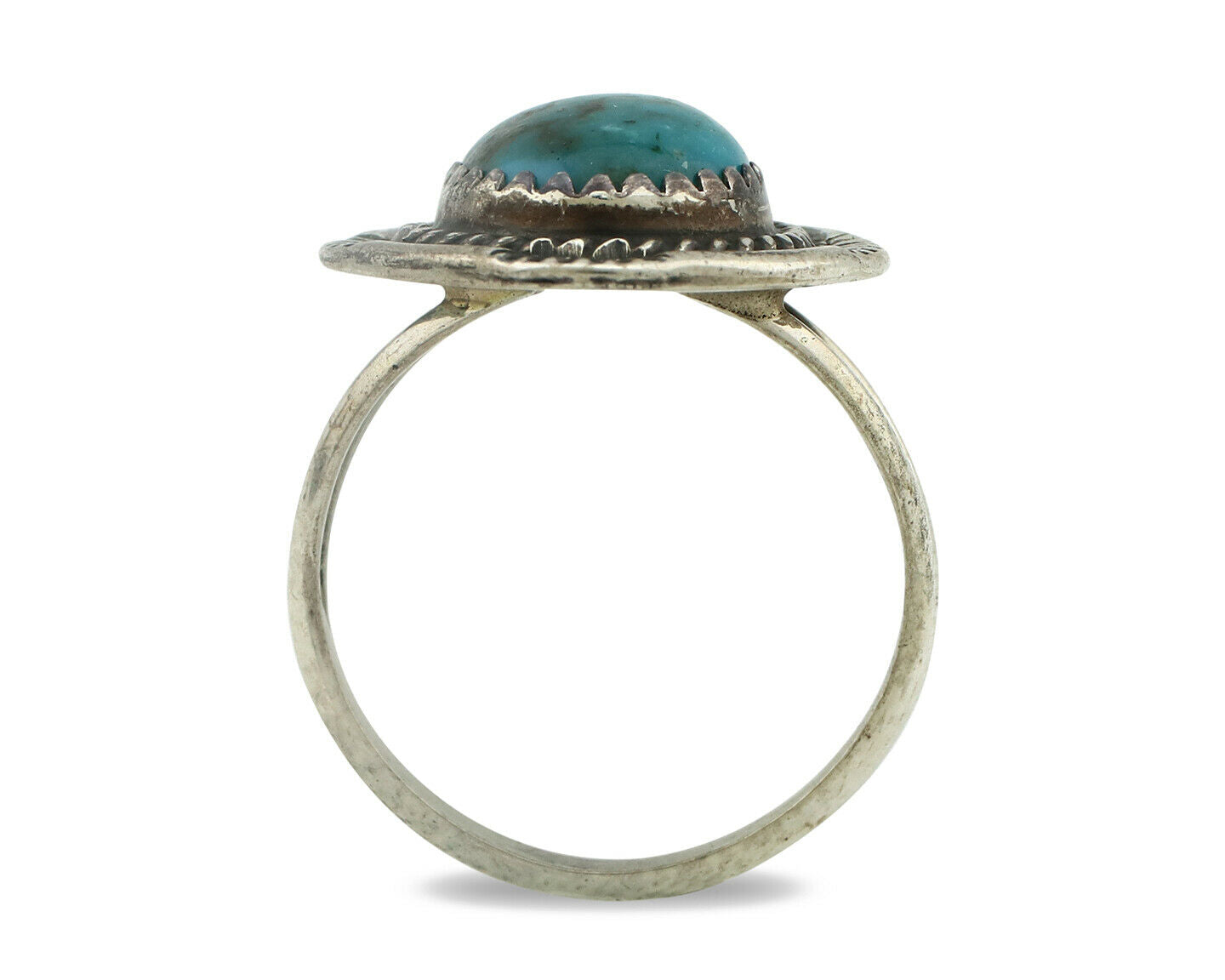 Navajo Ring .925 Silver Natural Blue Turquoise Native American Artist C.80's