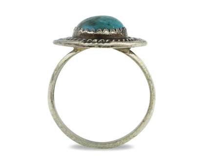 Navajo Ring .925 Silver Natural Blue Turquoise Native American Artist C.80's
