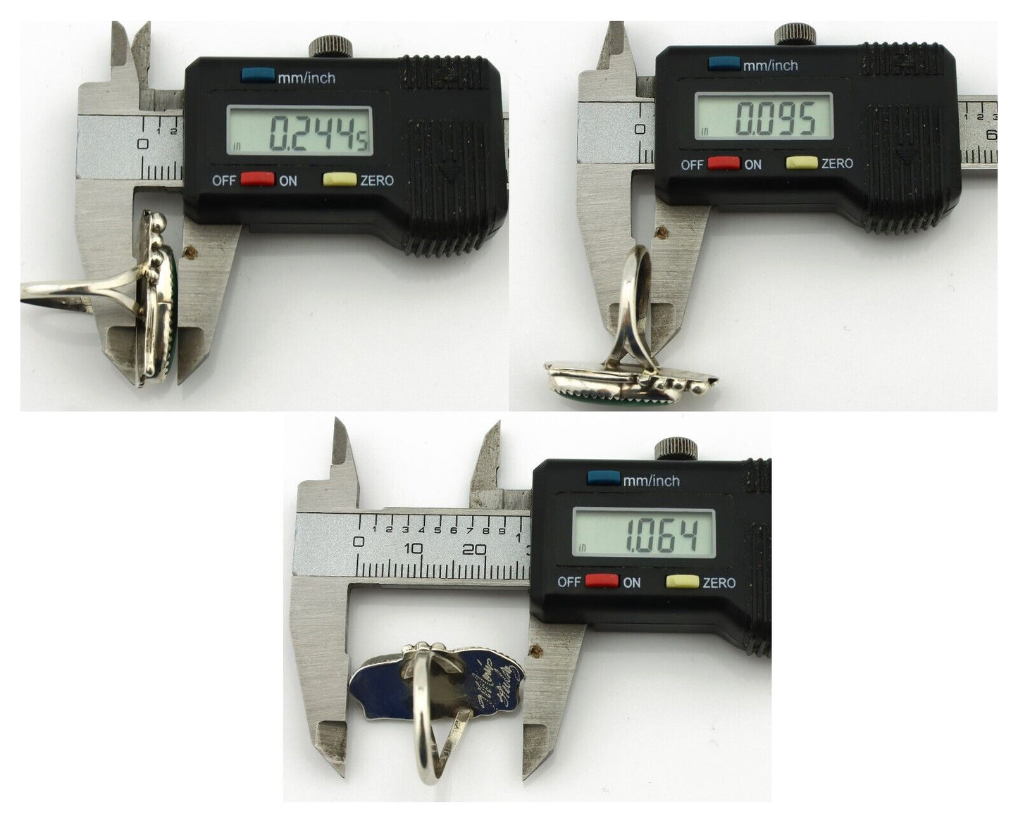 Navajo Ring 925 Silver Natural Green Malachite Signed Justin Morris C.80's