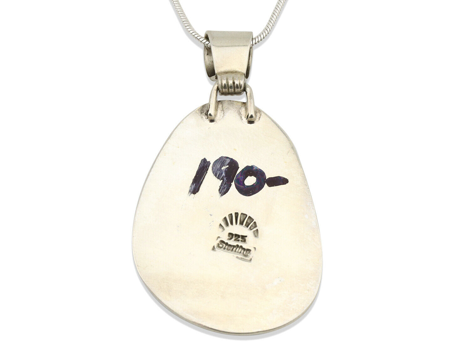 Navajo Necklace .925 Silver Morenci Turquoise Signed Sun C.1980's