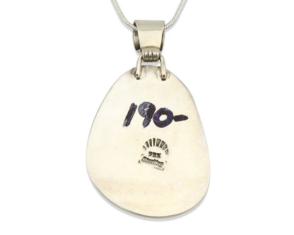 Navajo Necklace .925 Silver Morenci Turquoise Signed Sun C.1980's