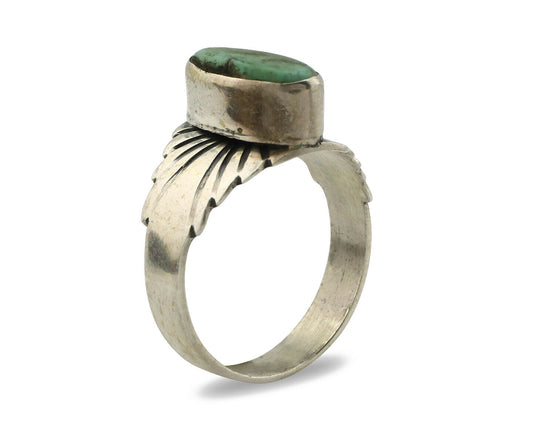 Navajo Ring .925 Silver Kingman Turquoise Artist Signed Apache C.80's