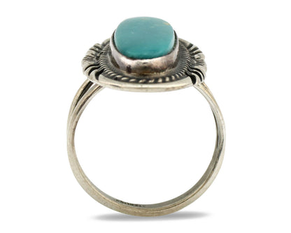 Navajo Ring .925 Silver Nevada Turquoise Native American Artist C.1980's