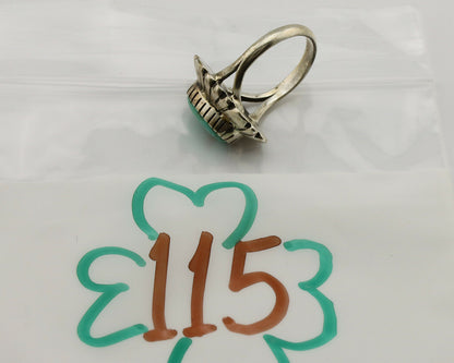 Navajo Ring .925 Silver Green Turquoise Artist Signed M Montoya C.80's