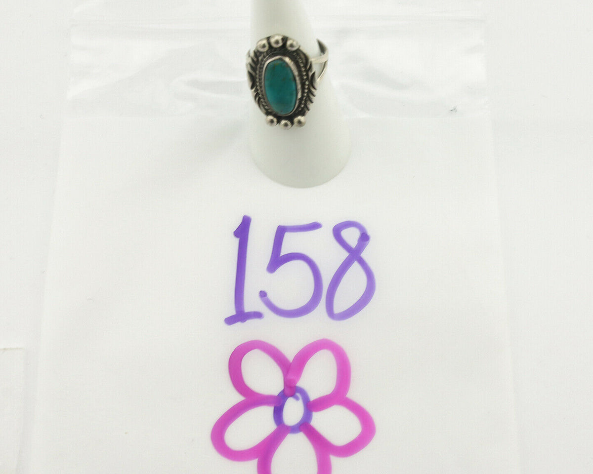 Navajo Ring .925 Silver Natural Turquoise Artist Signed Native American C.80's