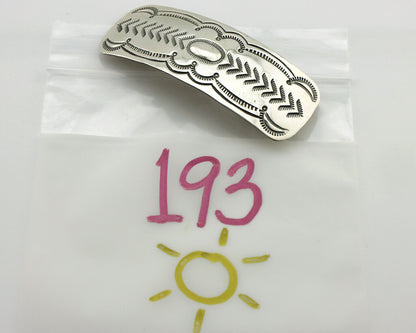 Navajo Hair Clip Barrette .925 Silver Hand Stamped Artist Signed Harold Tom C80s