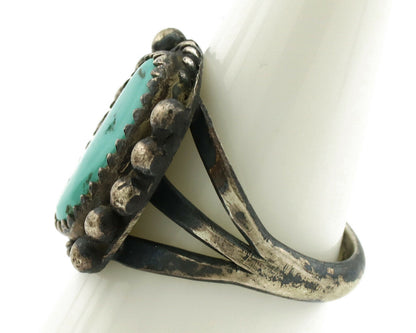 Navajo Ring .925 Silver Kingman Turquoise Artist Signed FA C.1980's