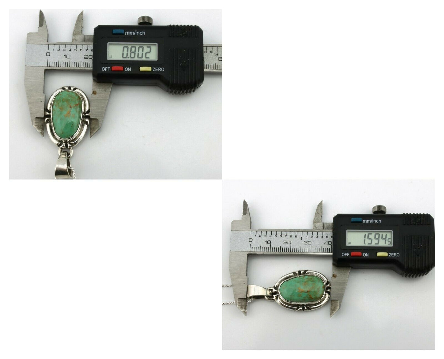 Navajo Kingman Turquoise Pendant .925 Silver Hand Stamped Signed Gecko C.80's