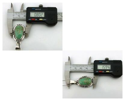 Navajo Kingman Turquoise Pendant .925 Silver Hand Stamped Signed Gecko C.80's