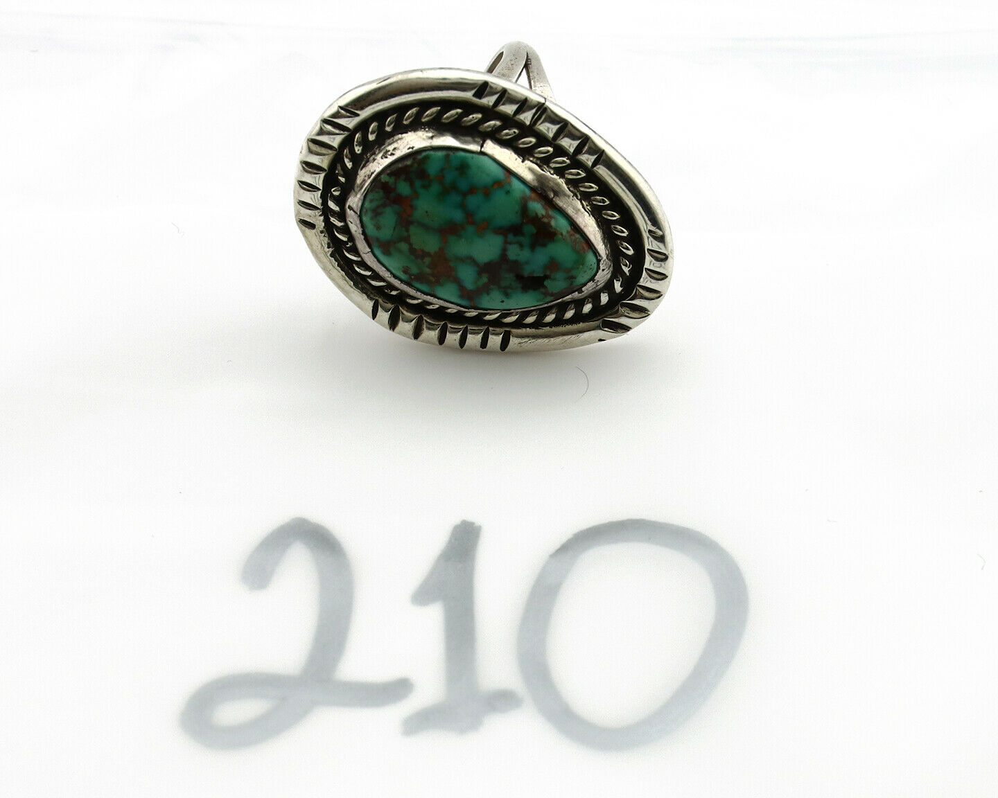 Navajo Ring .925 Silver Spiderweb Turquoise Native American Artist C.80's