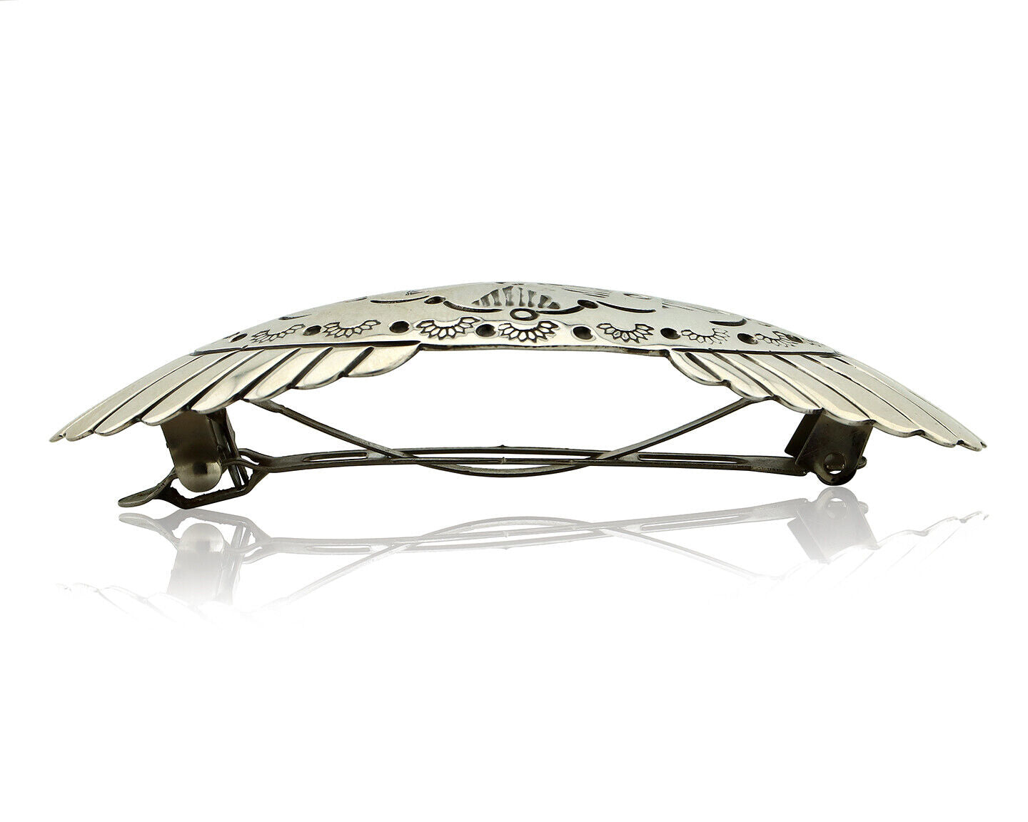 Navajo Hair Clip Barrette .925 Silver Hand Stamped Artist C Montoya C80s