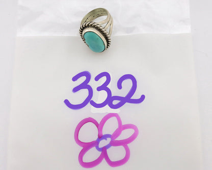 Navajo Ring .925 Silver Natural Kingman Turquoise Native American Artist C.80's