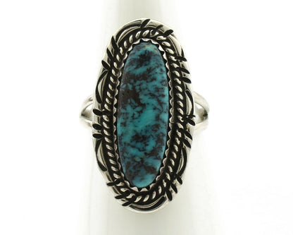 Navajo Ring .925 Silver Black Turquoise Artist Signed AB C.80's