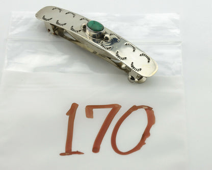 Navajo Hair Clip .925 Silver Turquoise Mountain Native American Barrette C.80's