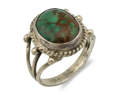 Navajo Ring .925 Silver Green Turquoise Native American Artist C.1980's