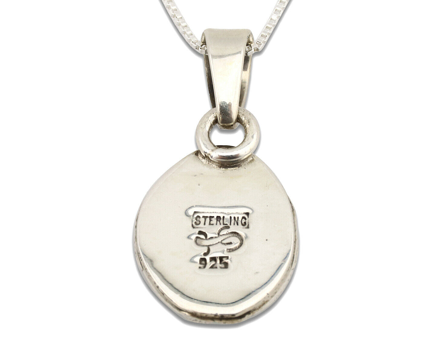 Navajo Necklace .925 Silver Kingman Turquoise Signed Gecko C.1980's