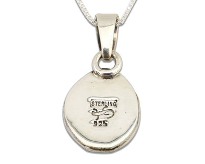 Navajo Necklace .925 Silver Kingman Turquoise Signed Gecko C.1980's