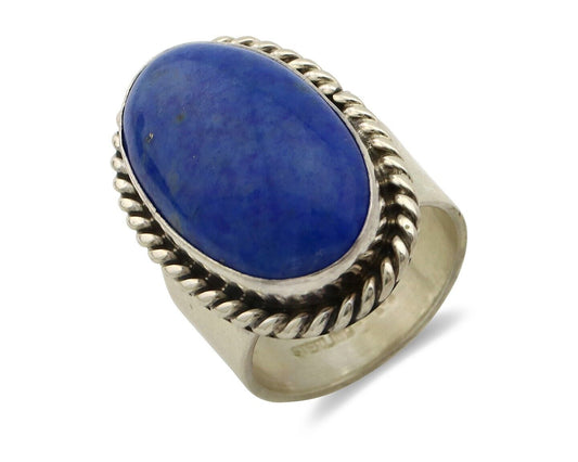Navajo Ring 925 Silver Natural Lapis Artist Signed Wilbur Musket Jr C.80's