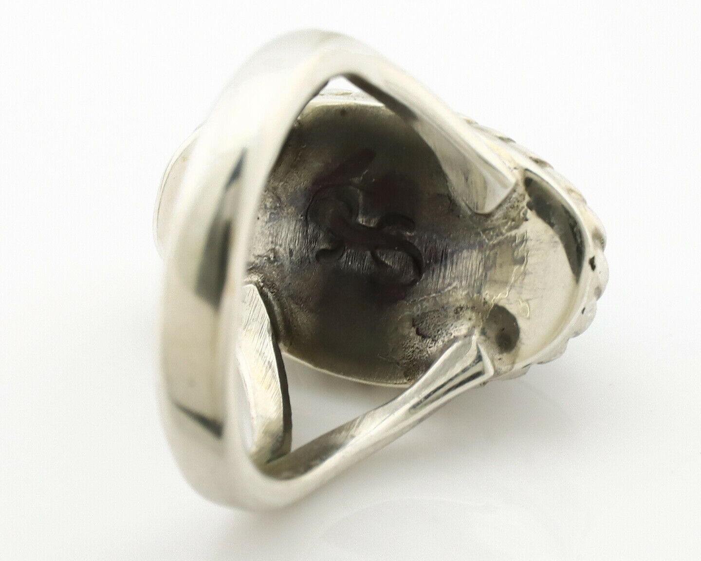 Navajo Ring .925 Silver Natural Mined Turquoise Artist Signed Gecko C.80's
