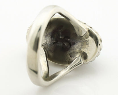 Navajo Ring .925 Silver Natural Mined Turquoise Artist Signed Gecko C.80's