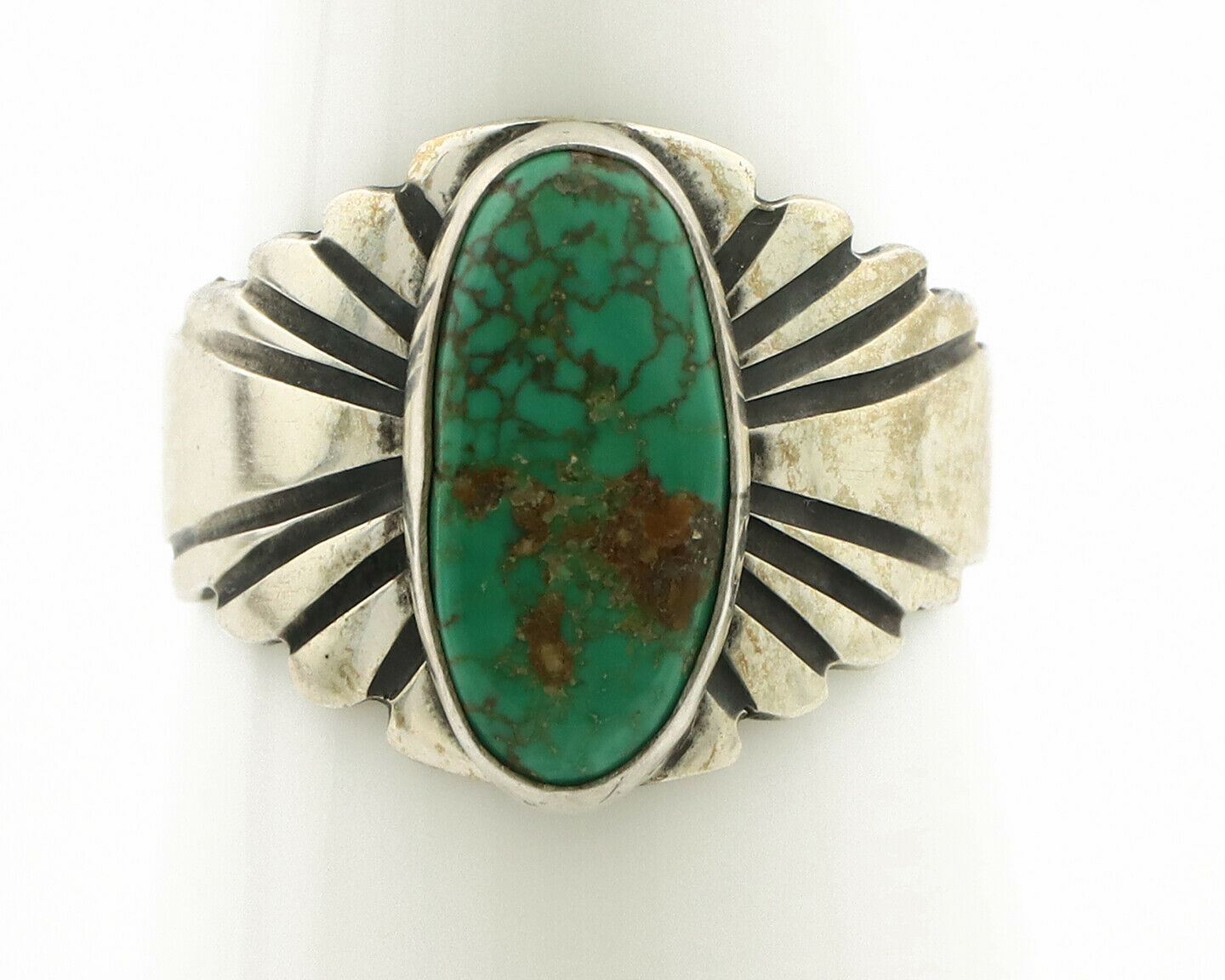Navajo Ring .925 Silver Blue Green Arizona Turquoise Artist Signed Apache C.80's