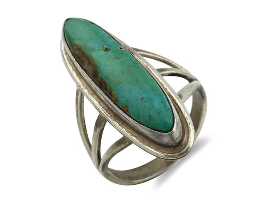 Navajo Ring .925 Silver Blue Green Southwest Turquoise Native Artist C.80's