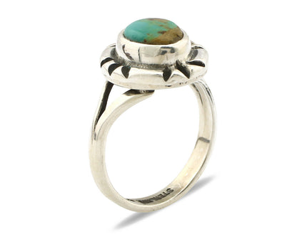 Navajo Ring .925 Silver Kingman Turquoise Artist Signed Gecko C.90's