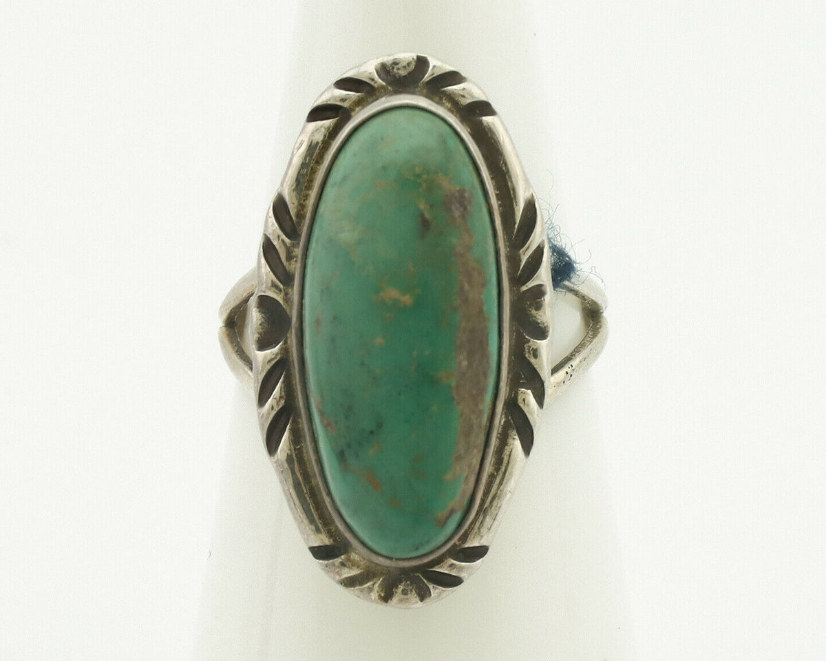Navajo Ring .925 Silver Natural Turquoise Artist Signed Native American C.80's