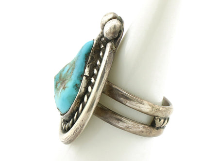 Navajo Ring 925 Silver Natural Blue Turquoise Native American Artist C.1980's