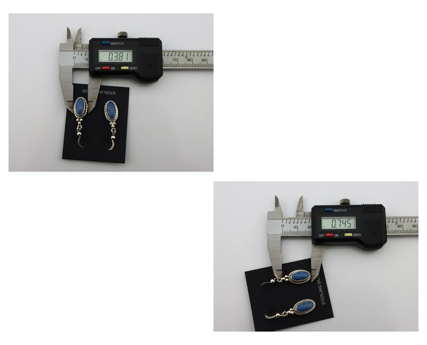 Navajo Earrings 925 Silver Natural Royal Blue Lapis Native American Artist C90s