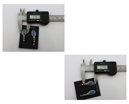 Navajo Earrings 925 Silver Natural Royal Blue Lapis Native American Artist C90s