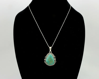 Navajo Pendant .925 Silver Kingman Turquoise Artist Signed Gecko C.80's